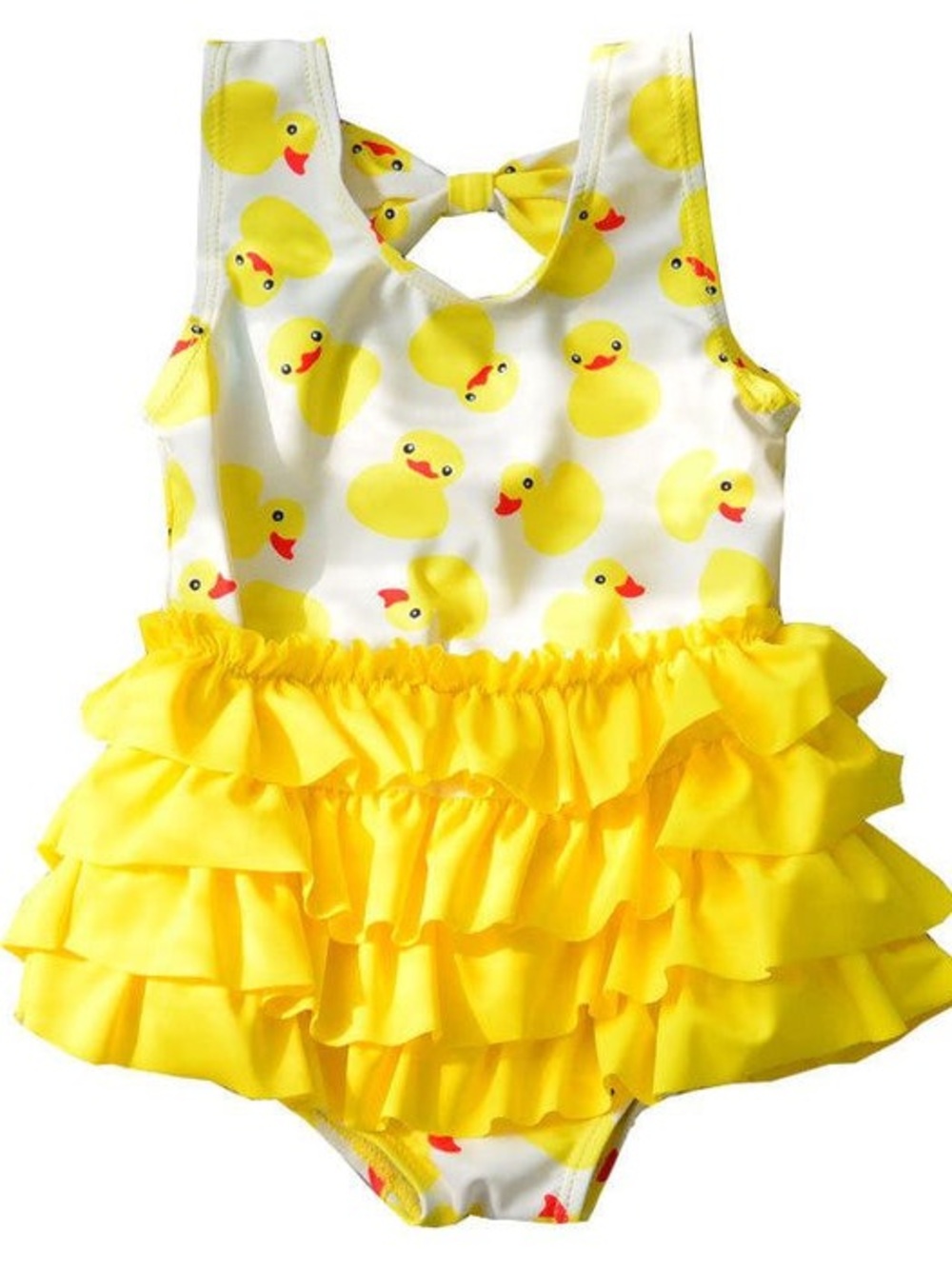 Kids Yard Greenland Girl Yellow Duck Print Onesie Swimsuit with Hat